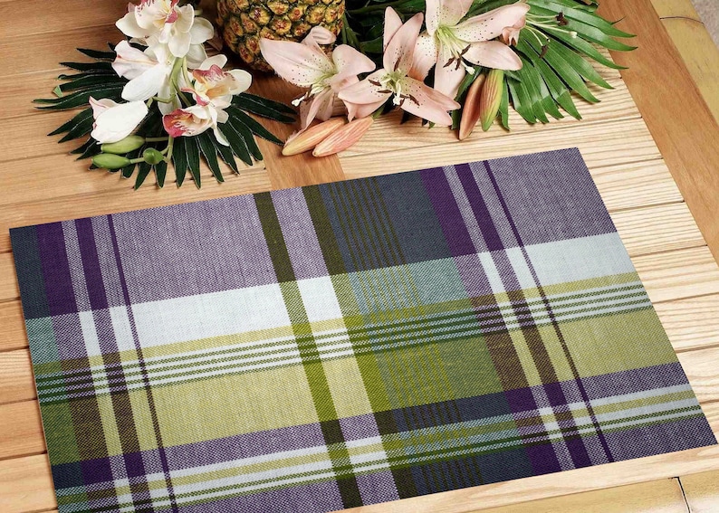 Laminated Placemat Purple and Green Plaid Pattern Etsy