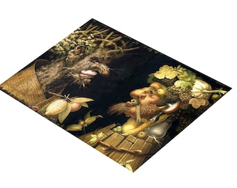 Set de table plastifié Arcimboldo Saisons Hiver et Automne | Déco Fruits Légumes Portrait | Sous-Main Fantaisie Renaissance Culte