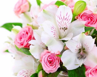 Original plastic placemat Bouquet of white and pink flowers