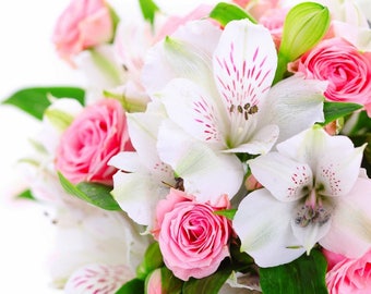 Set de table plastifié bouquet de fleurs blanches et roses