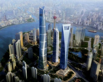 Laminated placemat Shanghai Skyscrapers