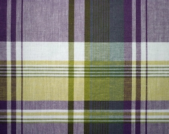 Laminated placemat purple and green plaid pattern