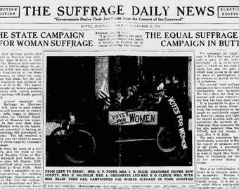 Laminated placemat old newspaper Women's right to vote