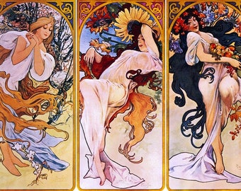 Laminated placemat Mucha "Seasons number 2"