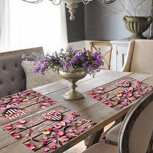 Original plastic placemat Valentine's Day Heart on wooden planks image 5