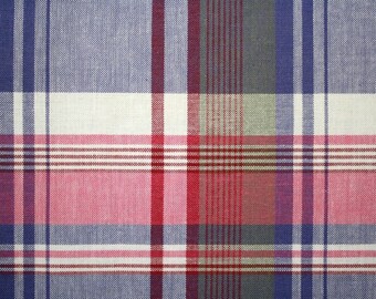 Laminated placemat blue and red plaid pattern
