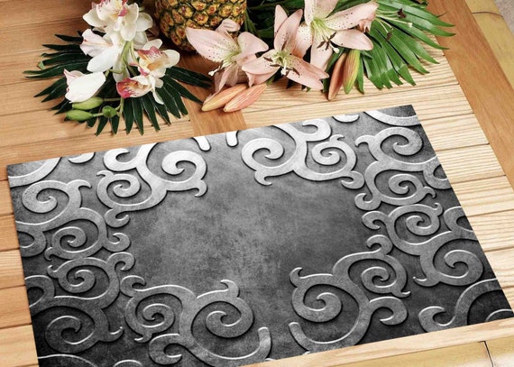 Kunststoff Tischset Silber Barock Muster