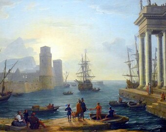 Laminated placemat Claude Lorrain Gellée Port Scene with the Departure of Ulysses from the Land of the Feaci 1646