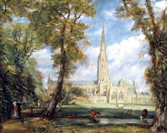 Laminated placemat Constable Salisbury Cathedral from the Bishop's Garden