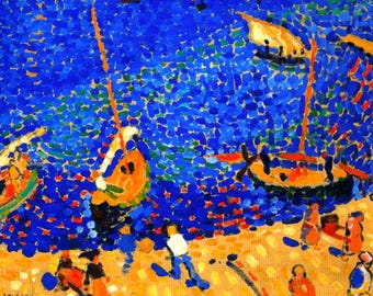 Set de table plastifié Derain Bateaux à Collioure / Déco Fauvisme Mer Méditerranée / Fait Main France