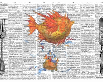 Original plastic placemat vintage illustration 1