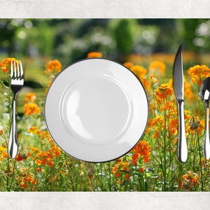 Set de table plastifié champ de fleurs orange image 5