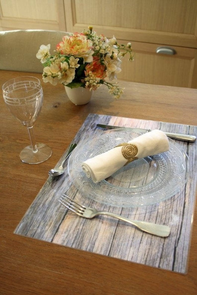 Set De Table Plastifié Set de table plastifié planches en bois gris | Etsy