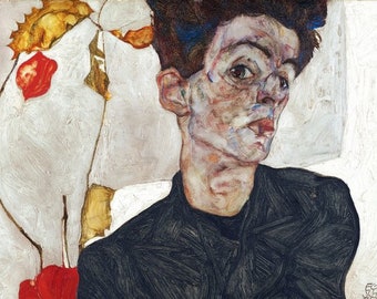 Laminated placemat Schiele Self-Portrait with Physalis