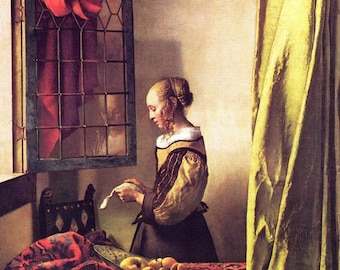 Laminated placemat Vermeer Girl Reading a Letter at an Open Window