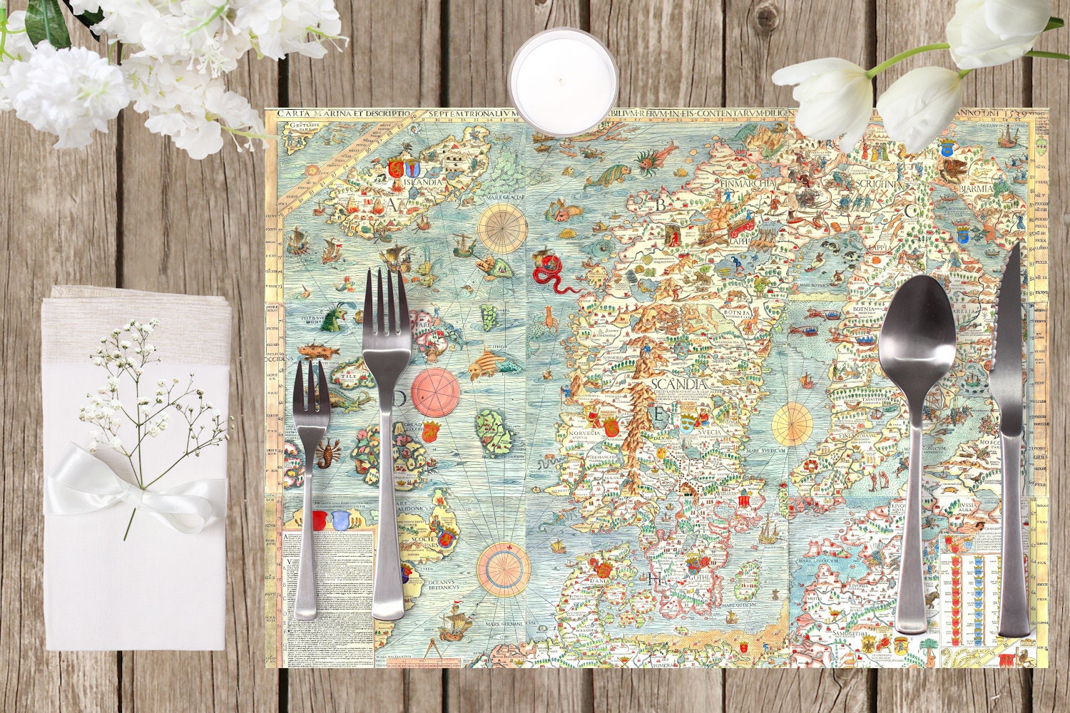 Laminated Placemat Souvenirs – use maps, bags, paper