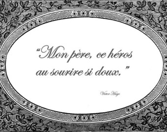 Baroque laminated placemat quote Victor Hugo