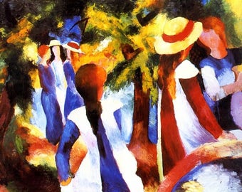 Original plastic placemat August Macke "Girls under the trees"