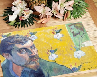 Set de table plastifié Gauguin Autoportrait avec portrait de Bernard / Autoportrait Symbolisme / Fait Main France