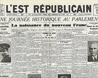 Laminated placemat old french newspaper