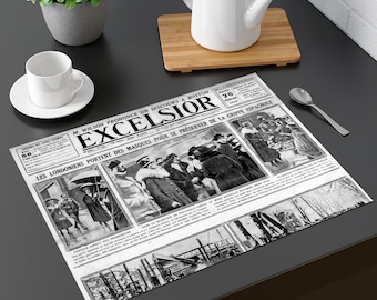 Laminated placemat old newspaper Spanish flu epidemic in 1919