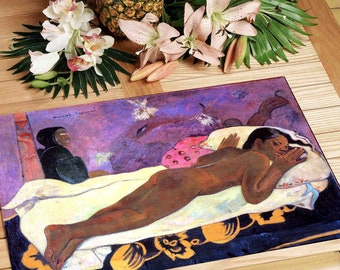 Set de table plastifié Gauguin Manao tupapau / Symbolisme Polynésien Déco Post-Impressionniste / Fabriqué en France