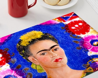Set de table plastifié Frida Kahlo Le Cadre / Déco Mexique Folklore Fleurs / art mexicain / set de table artistique lavable et réutilisable