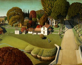Laminated placemat Grant Wood The Birthplace of Herbert Hoover