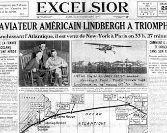 Plastic placemat old newspaper Lindbergh