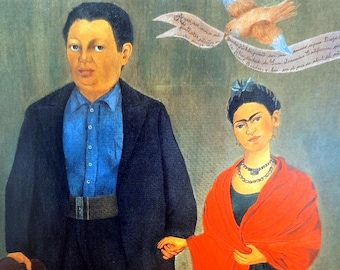 Set de table plastifié Frida Kahlo Diego et Frida / Autoportrait Couple Fait Main France / A3 lavable
