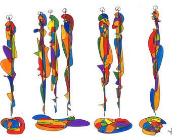 Contemporary artistic laminated placemat Hervé Chiari number 7