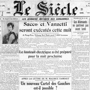 Tovaglietta laminata vecchi giornali Sacco e Vanzetti