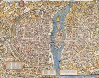 Laminated placemat old map of Paris
