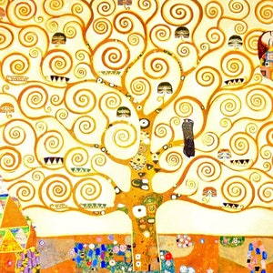 Set de Table Plastifié Klimt L'Arbre de Vie | Symbole d'Harmonie Décoration Dorée | Art Nouveau Sécession | Fabriqué en France (A3)