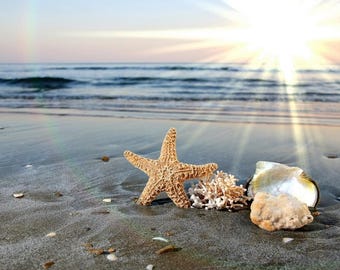 Plastic placemat sunset on the beach