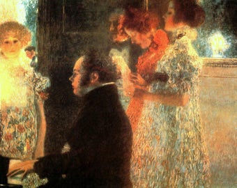 Original plastic placemat Klimt Schubert at the piano