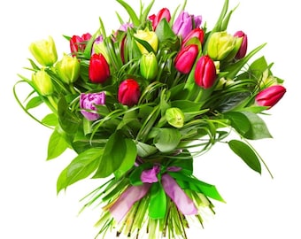 Plastic placemat bouquet of tulips