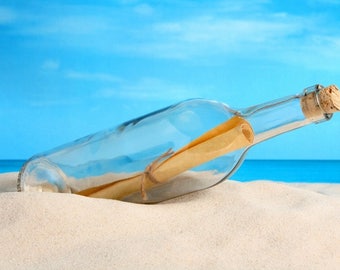 Plastic placemat bottle on the beach