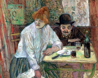 Laminated placemat Toulouse-Lautrec "At the Café La Mie"