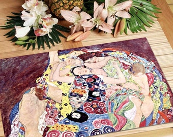 Set de Table Plastifié Klimt Les Vierges | Art Symboliste Viennois | Décoration Couleurs Vives Art Nouveau | Fabriqué en France (A3)