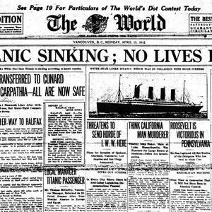 Tovaglietta laminata vecchi giornali Affondamento del Titanic