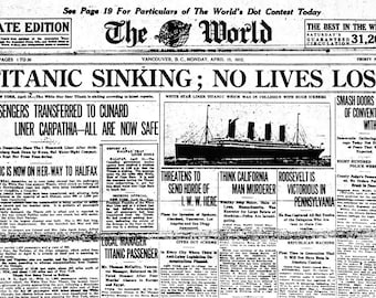 Plastic placemat old newspaper Sinking of the Titanic