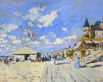 Original plastic placemat Monet The boardwalk on the beach at Trouville