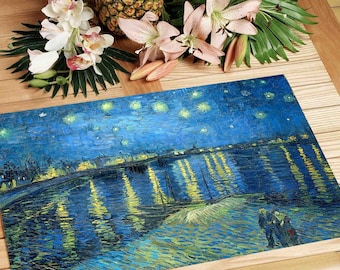 Set de table plastifié Van Gogh Nuit étoilée sur le Rhône