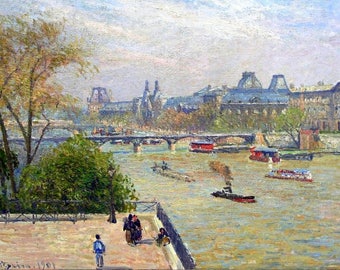 Original plastic placemat Pissarro "The Louvre, Spring"