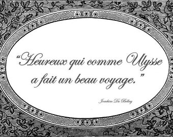 Baroque laminated placemat quote Du Bellay