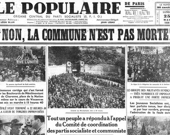 Laminated placemat old newspaper Popular Front in 1936
