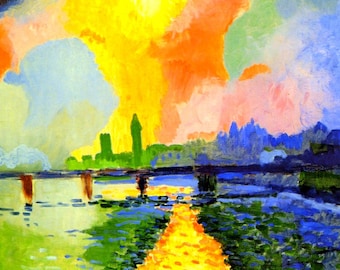 Set de table plastifié André Derain Pont de Charing Cross / Déco Fauvisme Londres / Fabriqué en France