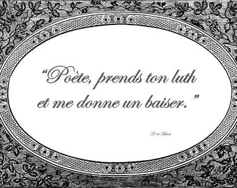Baroque laminated placemat quote Alfred de Musset
