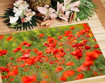 Field of poppies placemat Vibrant A3 Size Washable Table Decor